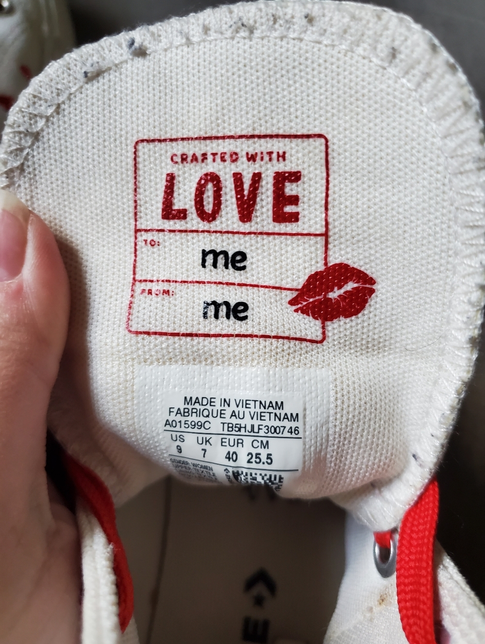 Converse Chuck Taylor All Star Lift Platform High 'Embroidered Hearts - White 9 - Picture 8 of 12